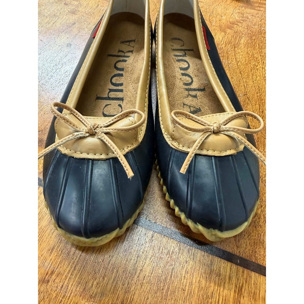 Chooka  Womens 9 Duck Skimmer Black Rubber Waterproof Ballet Flats‎ C1616999